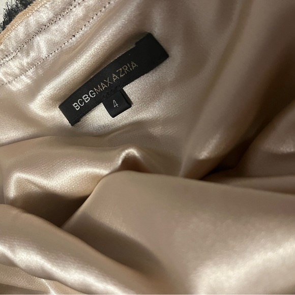 BCBG Max Azria Black Spaghetti Strap Mesh Dress with Bead Detail - Picture 5 of 8